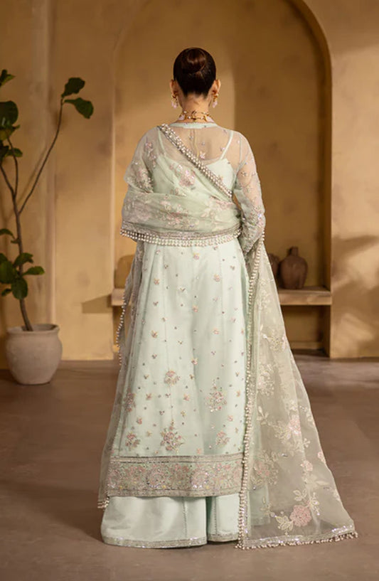 Emaan Adeel Regalia Luxury Formals Embroidered Organza Unstitched 3 Piece Suit - ED25RGLF - CELESTIA - Blue - Festive Collection
