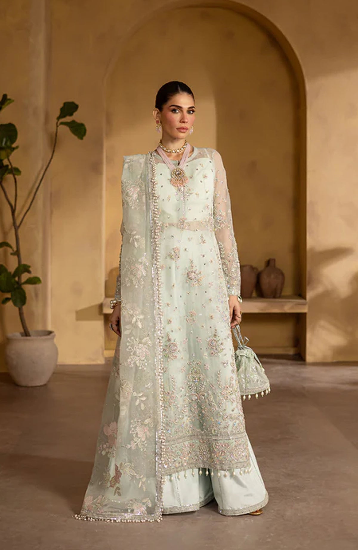 Emaan Adeel Regalia Luxury Formals Embroidered Organza Unstitched 3 Piece Suit - ED25RGLF - CELESTIA - Blue - Festive Collection