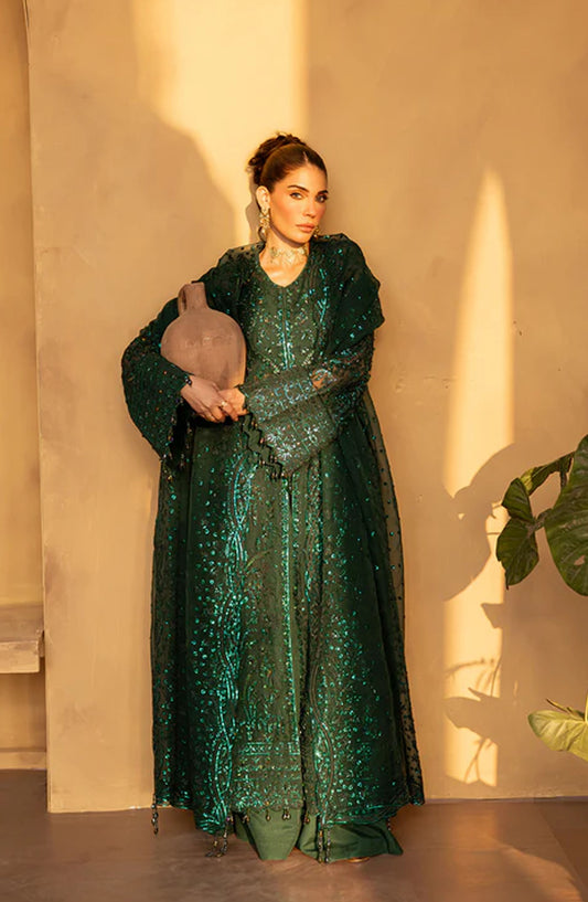 Emaan Adeel Regalia Luxury Formals Embroidered Organza Unstitched 3 Piece Suit - ED25RGLF - IVYEN - Green - Festive Collection