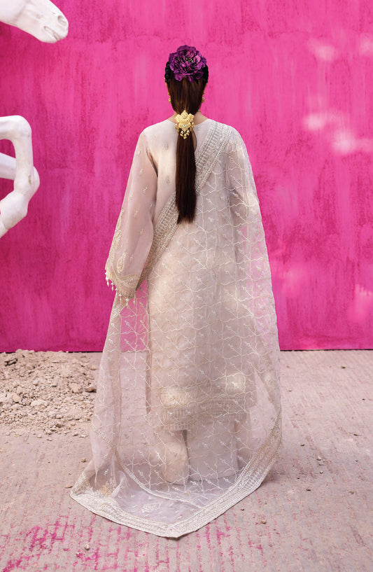 Emaan Adeel The Empress Wedding Formals Embroidered Organza Unstitched 3 Piece Suit - Lumesse - ED25TEW - Off White - Festive Collection