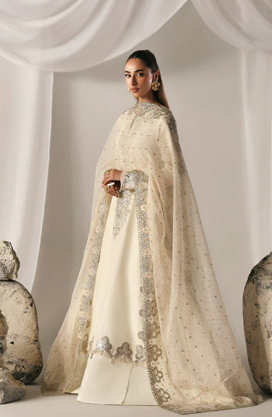Emaan Adeel Embroidered Raw Silk Unstitched 3 Piece Suit - MISTY DAWN - ED26FS - Off White - Festive Collection
