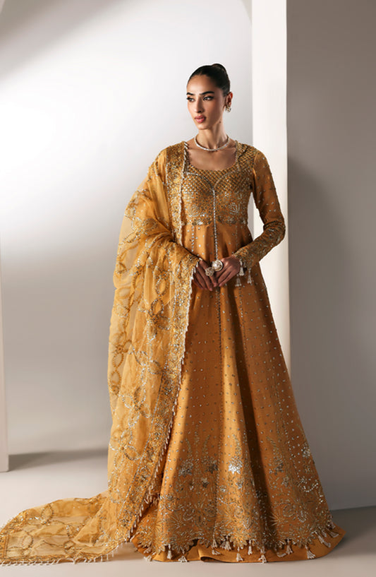 Emaan Adeel Embroidered Raw Silk Unstitched 3 Piece Suit - GOLDEN HOUR - ED26FS - Mustard - Festive Collection