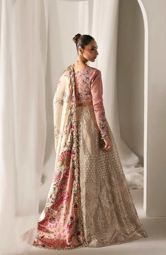Emaan Adeel Embroidered Raw Silk Unstitched 3 Piece Suit - SOFT GLIMMER - ED26FS - Pink - Festive Collection
