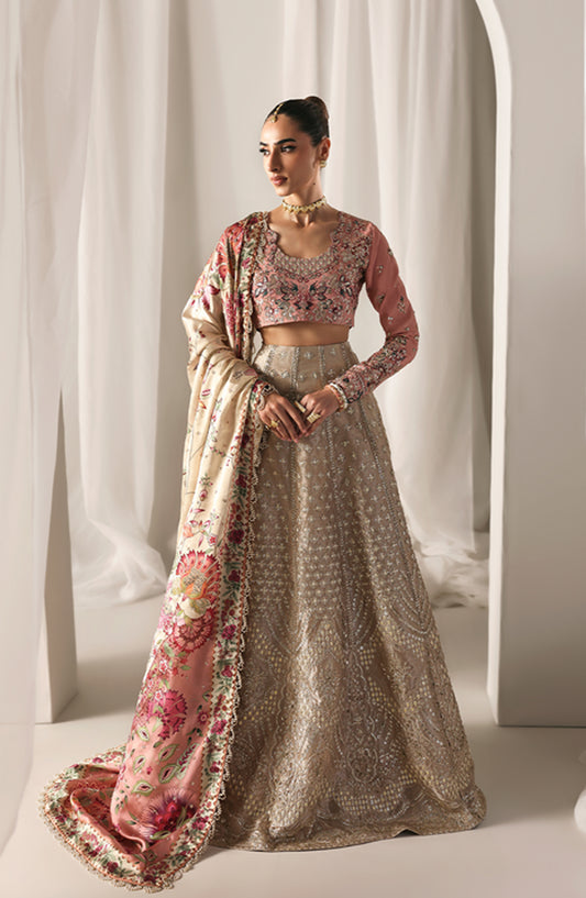 Emaan Adeel Embroidered Raw Silk Unstitched 3 Piece Suit - SOFT GLIMMER - ED26FS - Pink - Festive Collection
