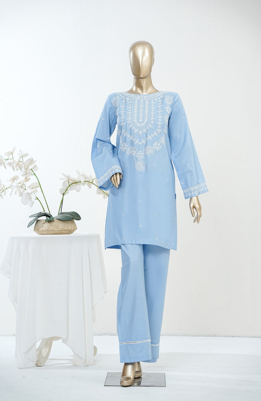 Erayas by Amna Khadija Embroidered Cotton Stitched 2 Piece Co-ord Set - AKEE-01 - AM26ERYS - Blue - Summer Collection
