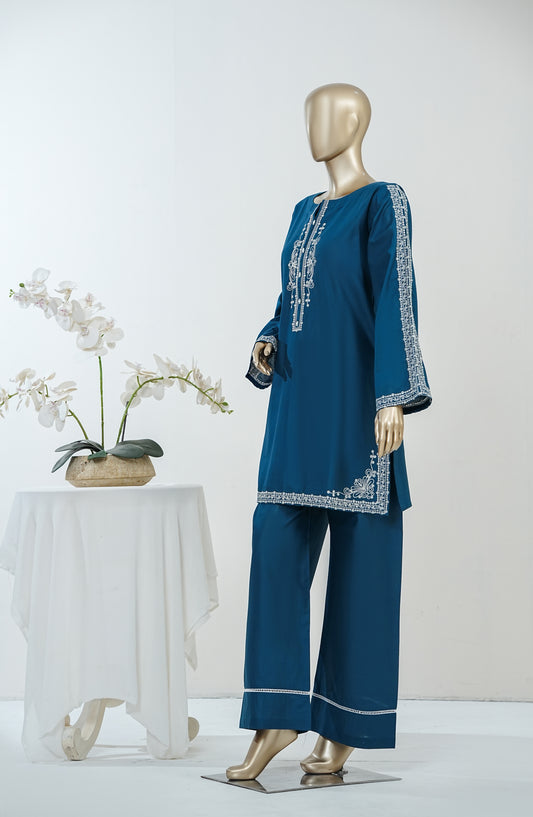 Erayas by Amna Khadija Embroidered Cotton Stitched 2 Piece Co-ord Set - AKEE-06 - AM26ERYS - Blue - Summer Collection
