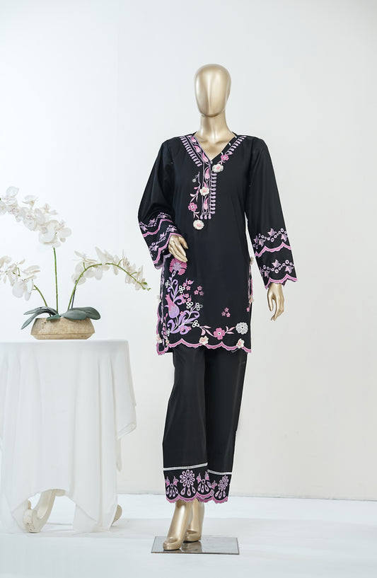 Erayas by Amna Khadija Embroidered Cotton Stitched 2 Piece Co-ord Set - AKEE-08 - AM26ERYS - Black - Summer Collection