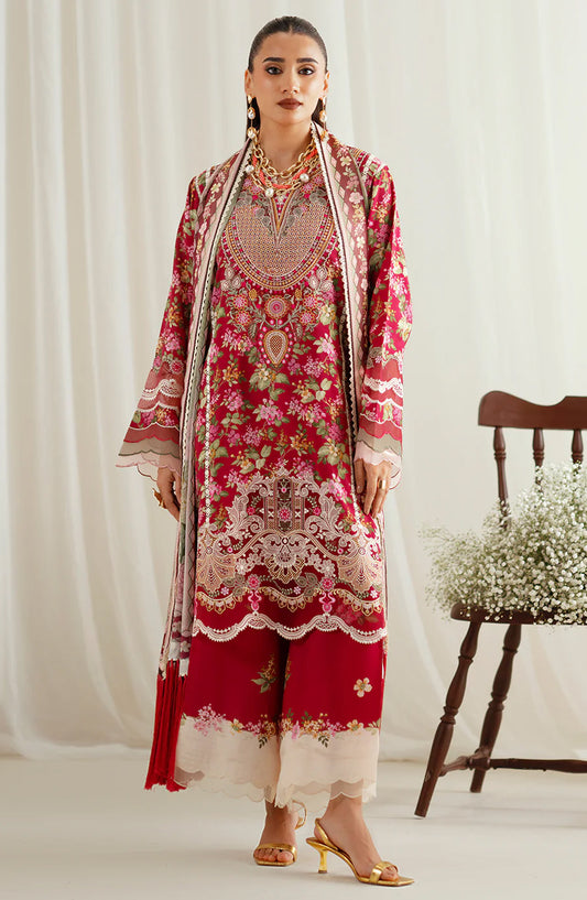 Eres Bonita by Bin Ilyas Embroidered Viscose Unstitched 3 Piece Suit - 1107-B - BL25BN - Red - Winter Collection