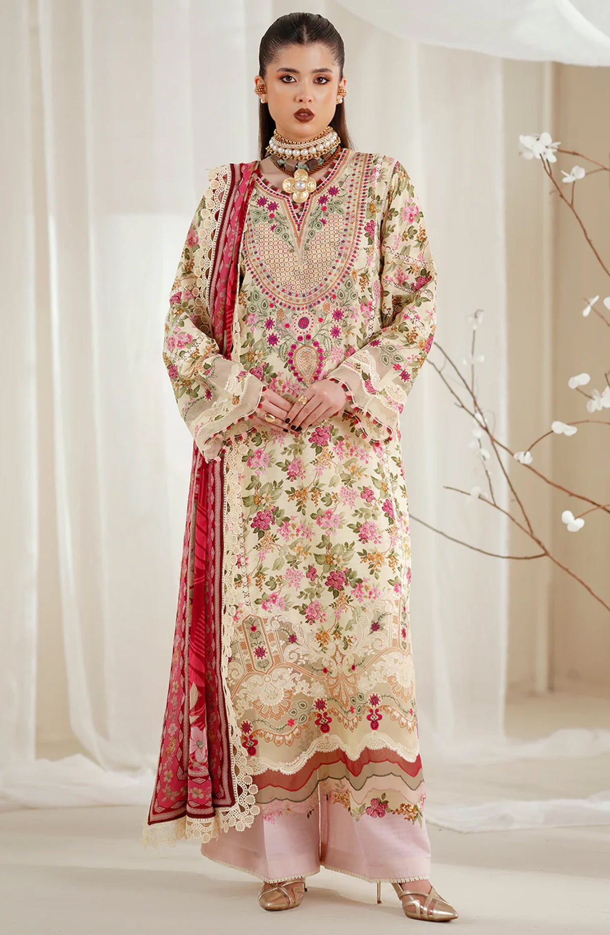 Eres Bonita by Bin Ilyas Embroidered Viscose Unstitched 3 Piece Suit - 1107-A - BL25BN - Multi - Winter Collection