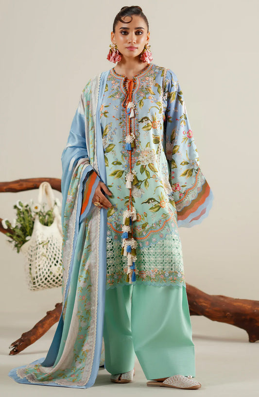 Eres Bonita by Bin Ilyas Embroidered Viscose Unstitched 3 Piece Suit - 1105-B - BL25BN - Blue - Winter Collection