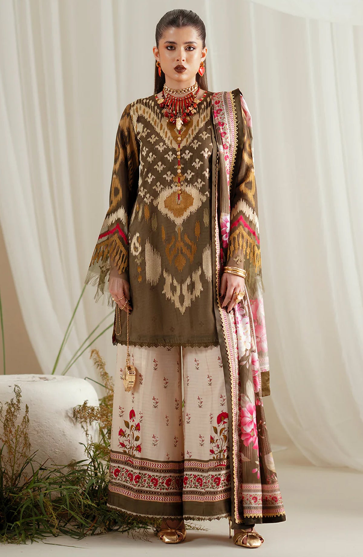 Eres Bonita by Bin Ilyas Embroidered Viscose Unstitched 3 Piece Suit - 1102-B - BL25BN - Green - Winter Collection