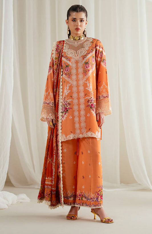 Eres Bonita by Bin Ilyas Embroidered Viscose Unstitched 3 Piece Suit - 1101-A - BL25BN - Orange - Winter Collection