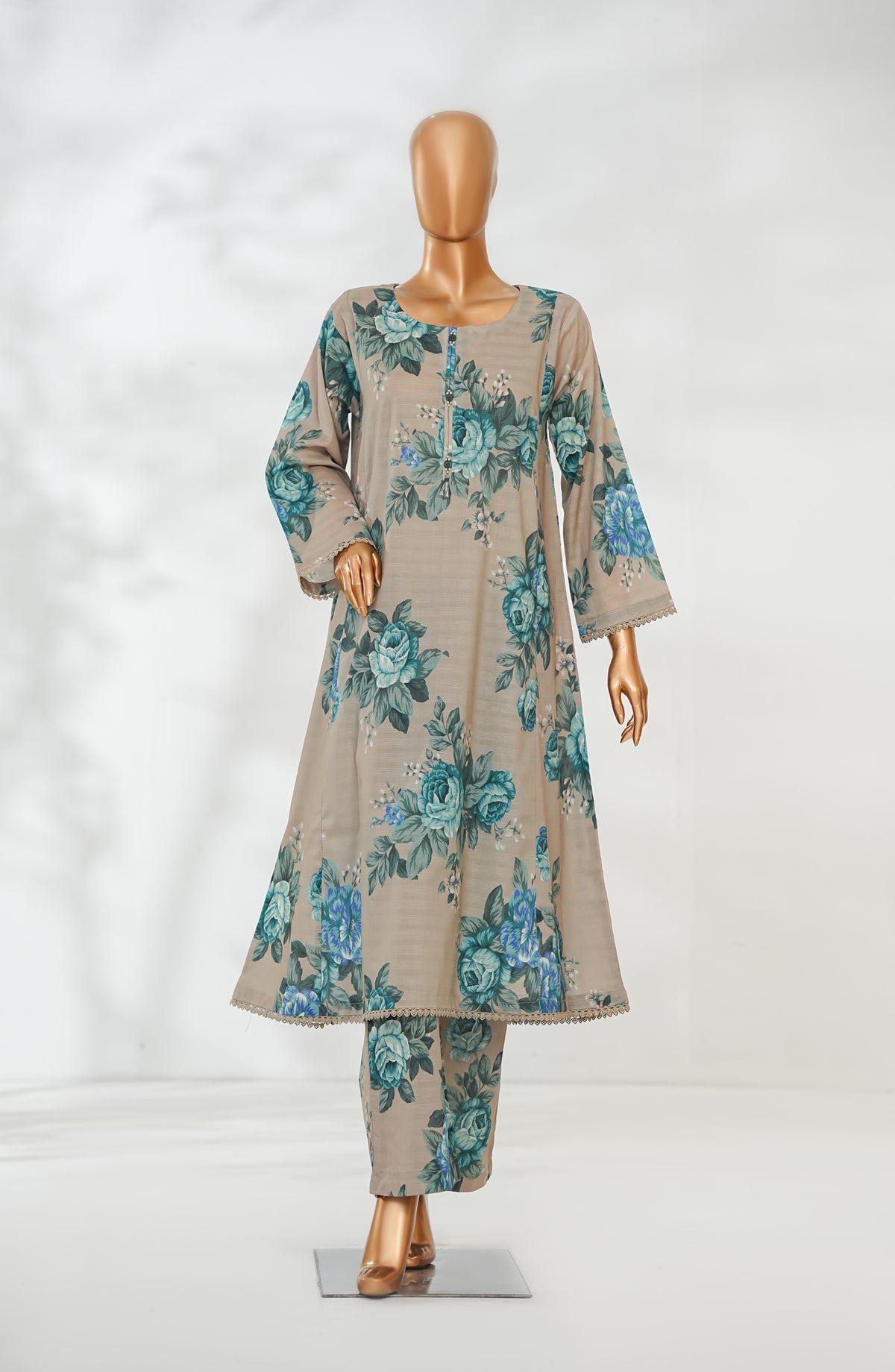 Ethnic Prints by Amna Khadija Printed Bana Dora Stitched 2 Piece Suit - AKEP-03 - AM26ETH - Beige - Spring Summer Collection