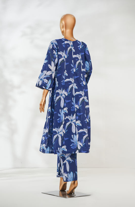 Ethnic Prints by Amna Khadija Printed Bana Dora Stitched 2 Piece Suit - AKEP-06 - AM26ETH - Blue - Spring Summer Collection