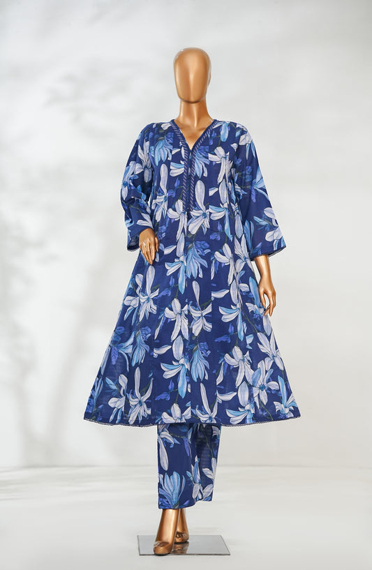 Ethnic Prints by Amna Khadija Printed Bana Dora Stitched 2 Piece Suit - AKEP-06 - AM26ETH - Blue - Spring Summer Collection