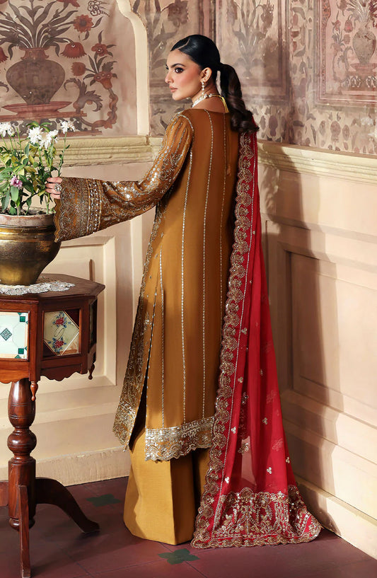 Evayna by Gulaal Embroidered Chiffon Unstitched 3 Piece Suit - Dinara - GUL25EV - Mustard - Festive Collection