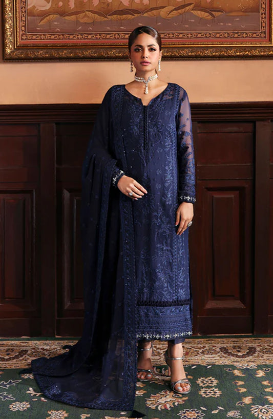 Evayna by Gulaal Embroidered Chiffon Unstitched 3 Piece Suit - Leesha - GUL25EV - Blue - Festive Collection