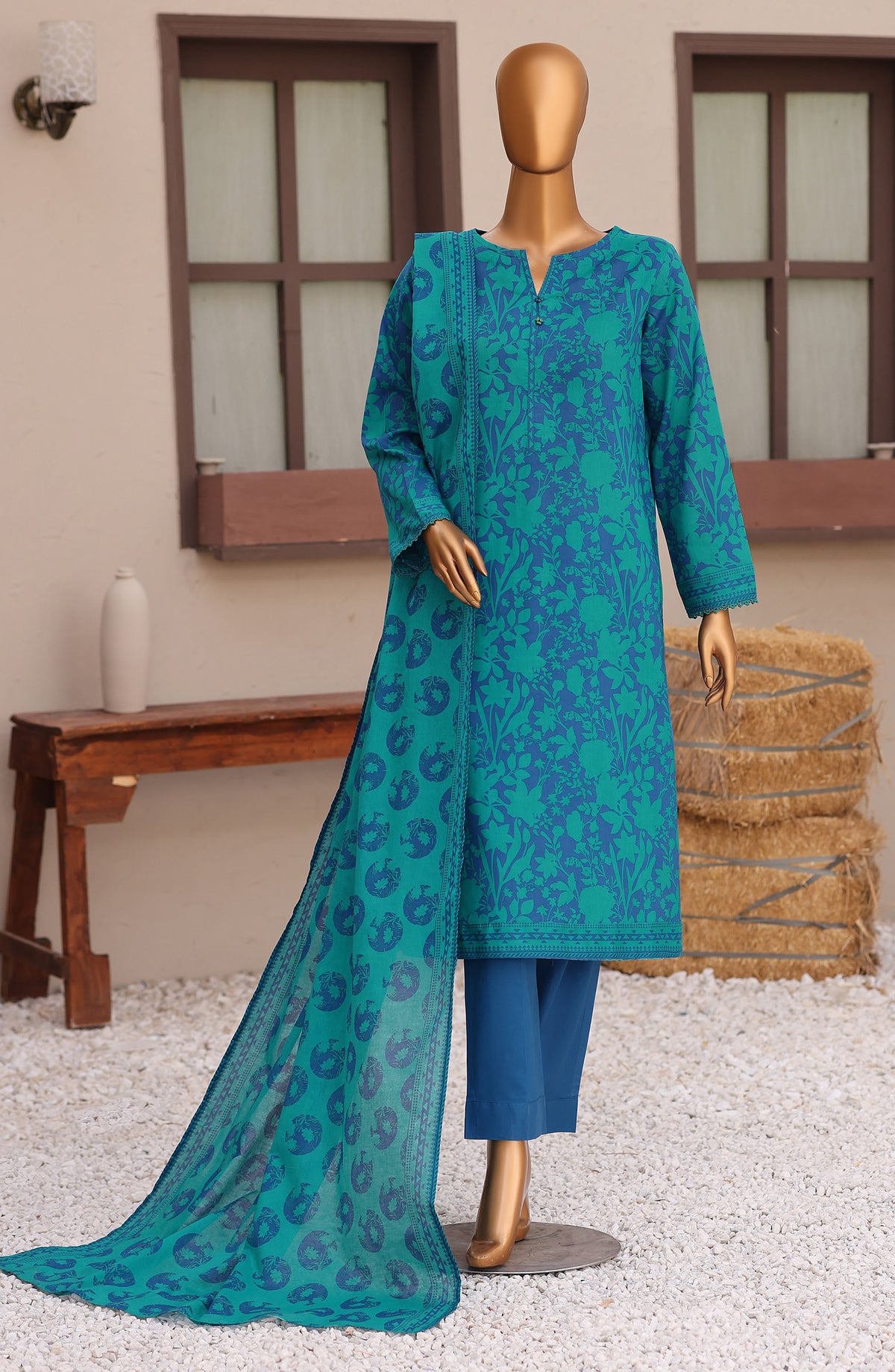 Everyday Prints by HZ Printed Lawn Unstitched 3 Piece Suit - D-07 - HZ26RDL - Blue - Summer Collection