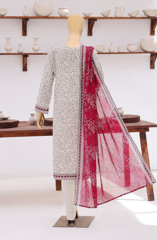 Everyday Prints by HZ Printed Lawn Unstitched 3 Piece Suit - D-04 - HZ26RDL - White - Summer Collection