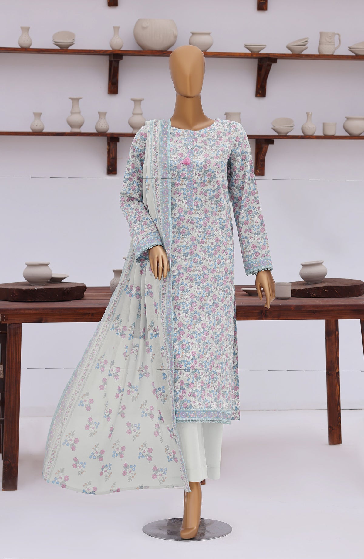 Everyday Prints by HZ Printed Lawn Unstitched 3 Piece Suit - D-02 - HZ26RDL - Blue - Summer Collection