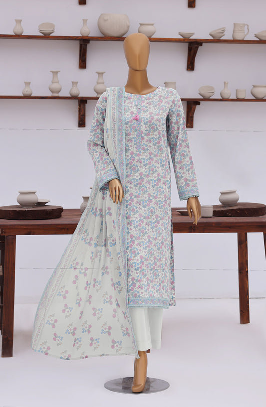 Everyday Prints by HZ Printed Lawn Unstitched 3 Piece Suit - D-02 - HZ26RDL - Blue - Summer Collection