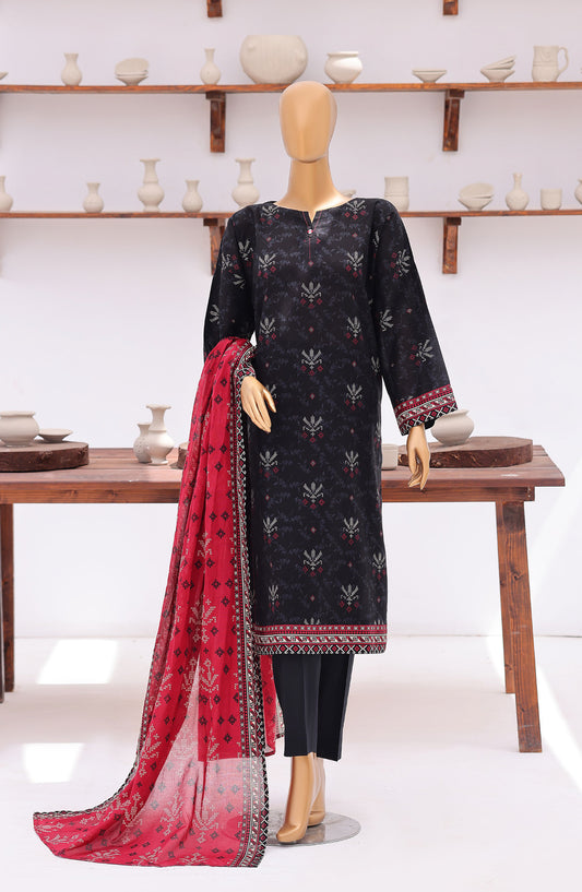 Everyday Prints by HZ Printed Lawn Unstitched 3 Piece Suit - D-01 - HZ26RDL - Black - Summer Collection