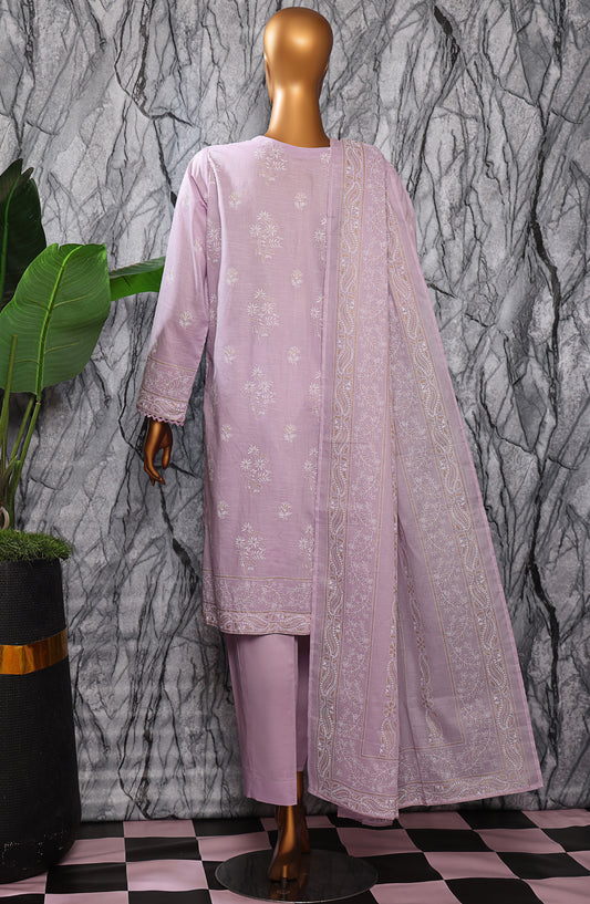 HZ Textiles Exclusive Embroidered Slub Cotton Unstitched 3 Piece Suit - EMC-29 - HZ26EXCL - Purple - Mid Summer Collection