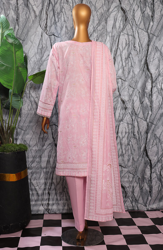 HZ Textiles Exclusive Embroidered Slub Cotton Unstitched 3 Piece Suit - EMC-27 - HZ26EXCL - Pink - Mid Summer Collection