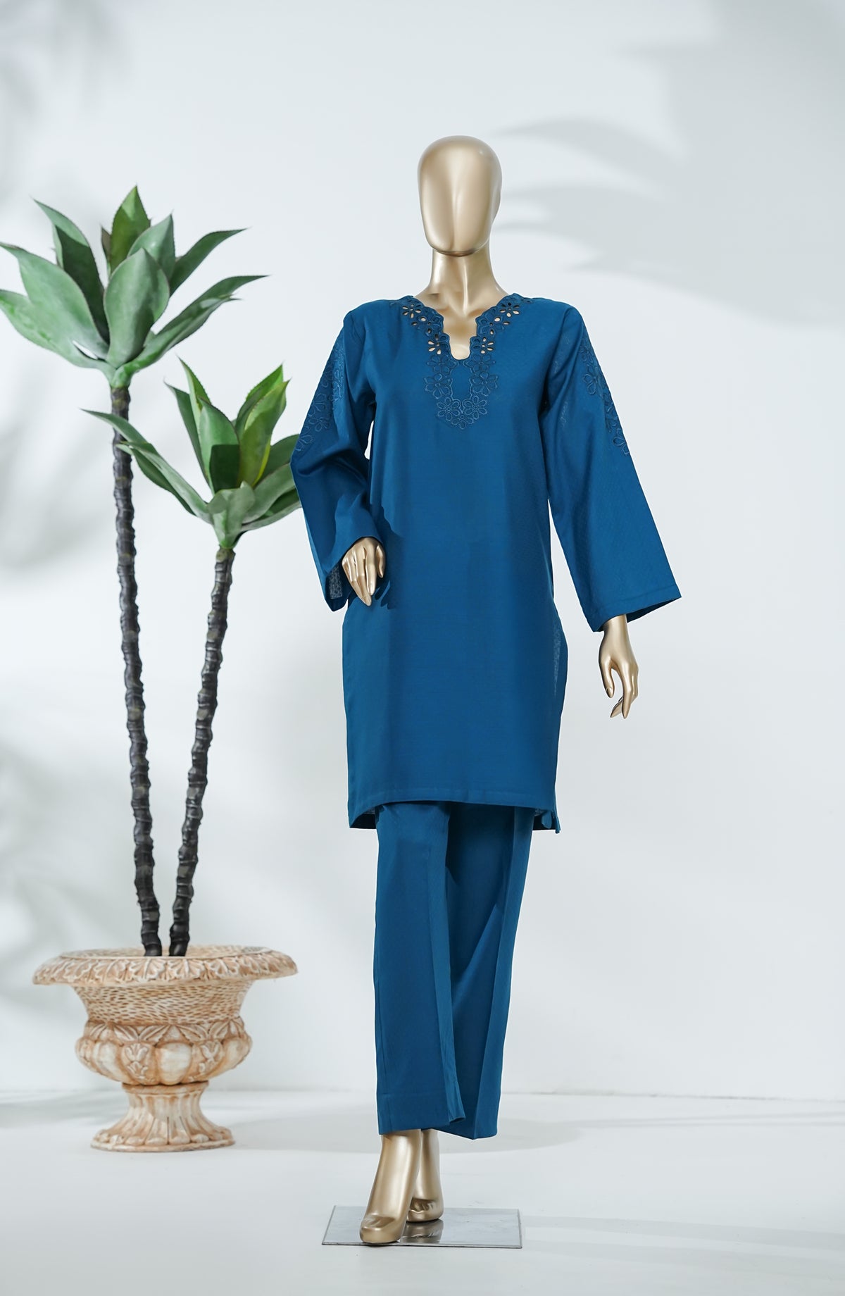 Feeya by Amna Khadija Embroidered Self Jacquard Stitched 2 Piece Co-ords - FEE-01 - AM26FYA - Blue - Eid Collection