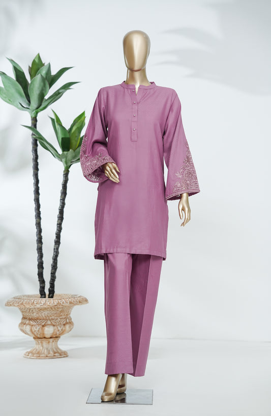 Feeya by Amna Khadija Embroidered Self Jacquard Stitched 2 Piece Co-ords - FEE-02 - AM26FYA - Pink - Eid Collection