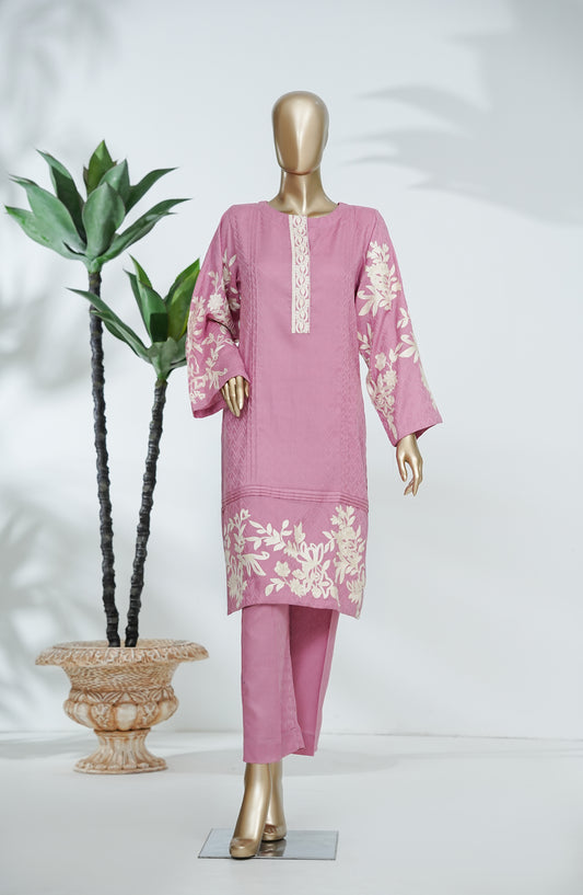 Feeya by Amna Khadija Embroidered Self Jacquard Stitched 2 Piece Co-ords - FEE-03 - AM26FYA - Pink - Eid Collection