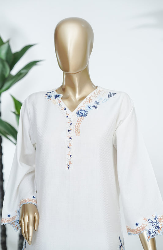 Feeya by Amna Khadija Embroidered Dobby Lawn Stitched 2 Piece Co-ords - FEE-05 - AM26FYA - White - Eid Collection