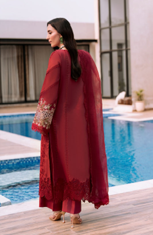 Florent Embroidered Lawn Unstitched 3 Piece Suit - FL25BVC - FL-02 - Red - Summer Collection