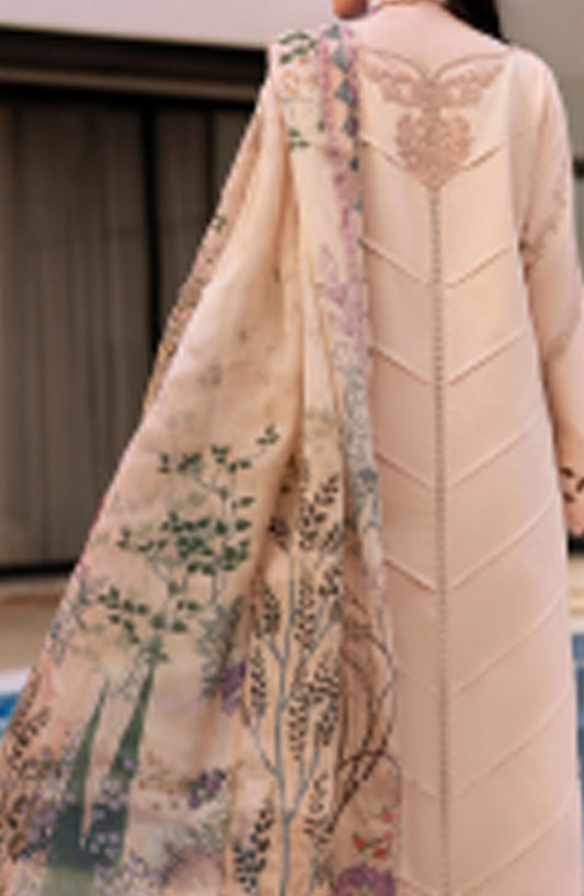 Florent Embroidered Lawn Unstitched 3 Piece Suit - FL25BVC - FL-05 - Beige - Summer Collection
