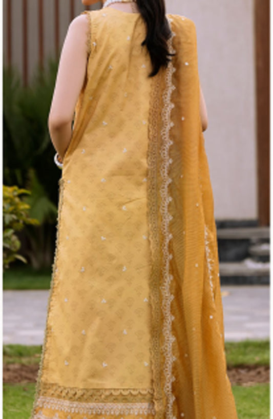 Florent Embroidered Lawn Unstitched 3 Piece Suit - FL25BVC - FL-06 - Yellow - Summer Collection