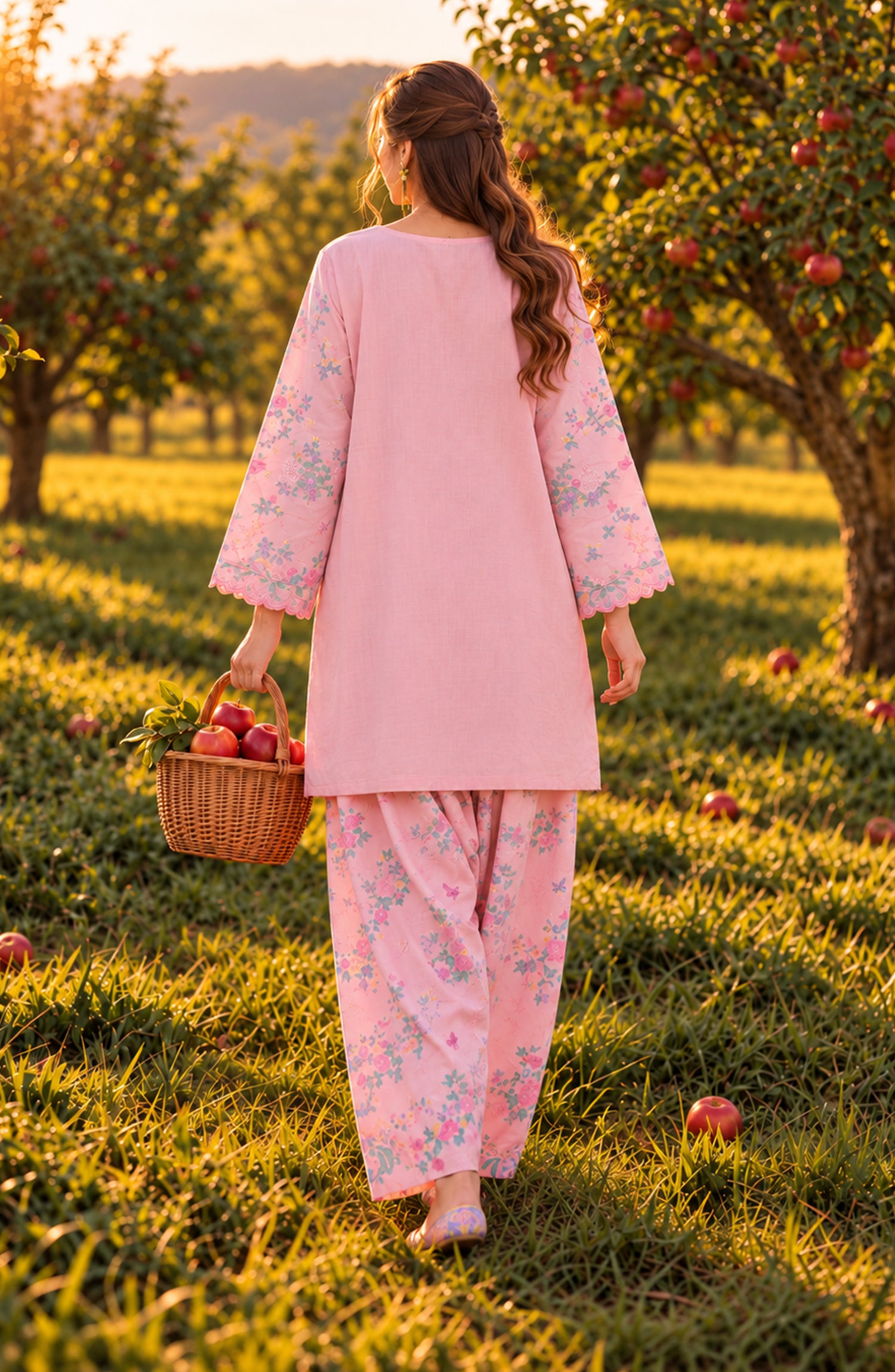 Fairy Meadous by Amna Khadija Embroidered Cotton Stitched 2 Piece Co-ord Set - AKFM-01 - AM26MED - Pink - Casual Collection