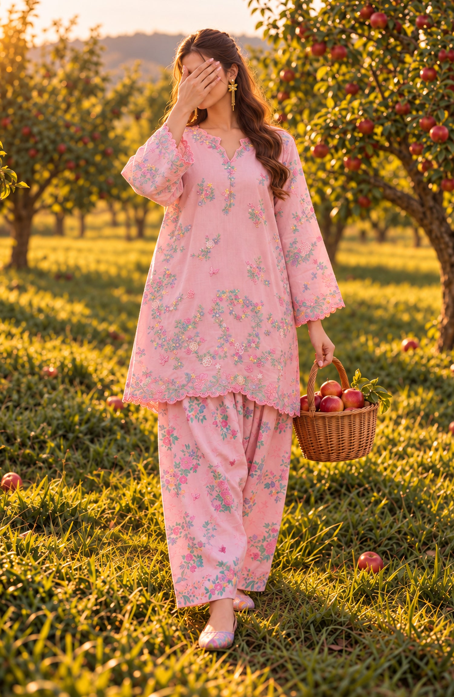 Fairy Meadous by Amna Khadija Embroidered Cotton Stitched 2 Piece Co-ord Set - AKFM-01 - AM26MED - Pink - Casual Collection