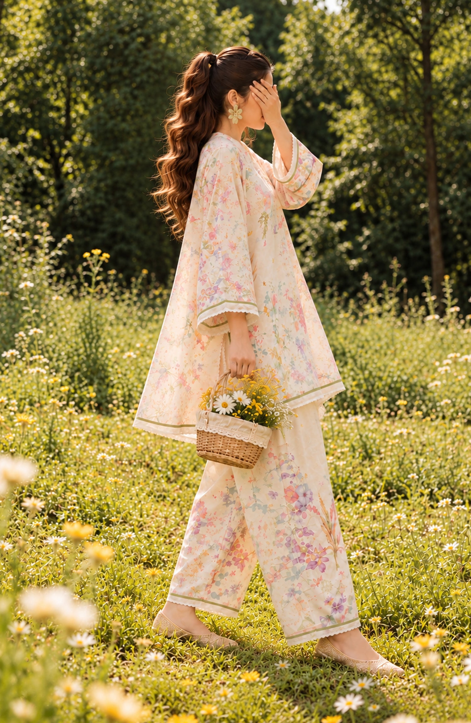 Fairy Meadous by Amna Khadija Printed Cotton Stitched 2 Piece Co-ord Set - AKFM-02 - AM26MED - Off White - Casual Collection