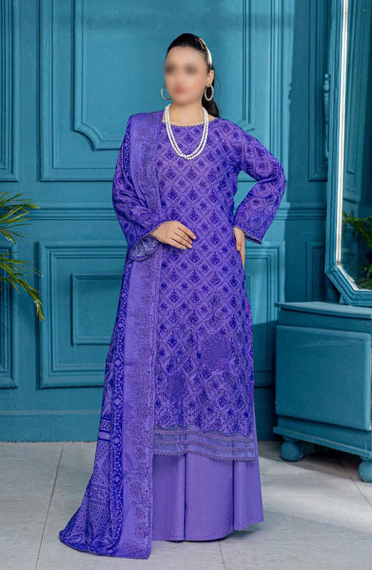 Falak Embroidered Lawn Unstitched 3 Piece Suit - Design-03 - AK25FL1 - Purple - Summer Collection