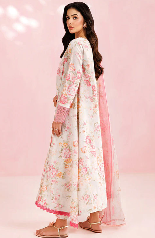 Farasha Embroidered Lawn Unstitched 3 Piece Suit - Cream Haze - FR26PE - White - Summer Collection