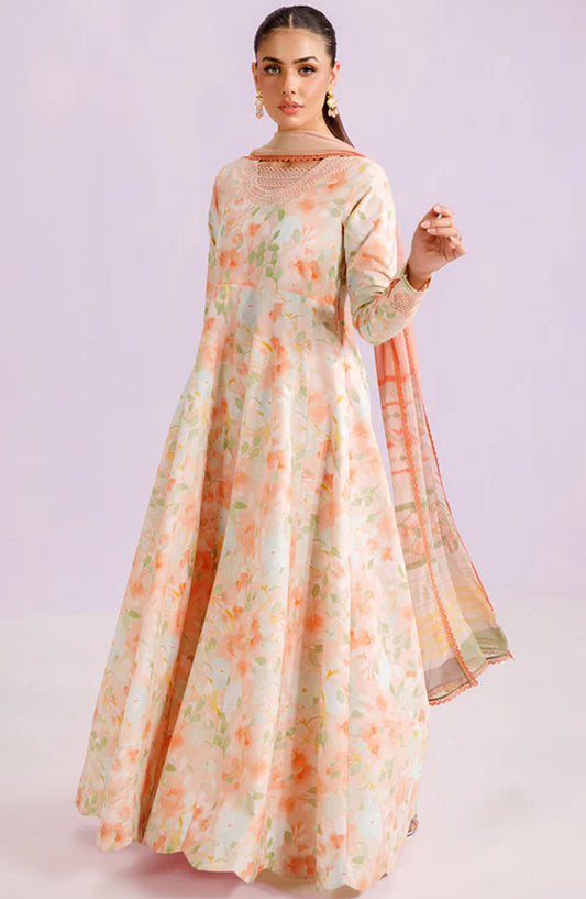 Farasha Embroidered Lawn Unstitched 3 Piece Suit - Light Coral - FR26PE - Pink - Summer Collection