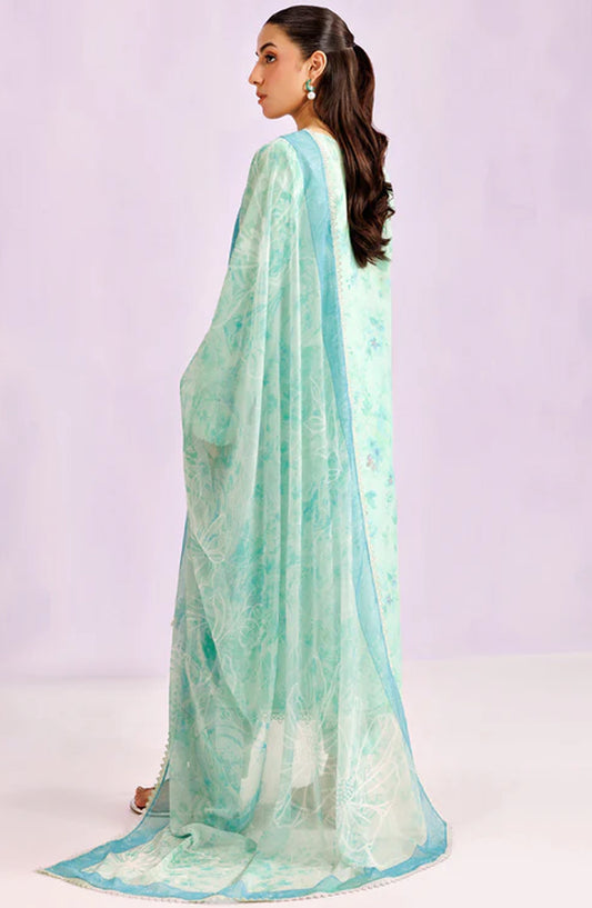 Farasha Embroidered Lawn Unstitched 3 Piece Suit - Mint Pine - FR26PE - Green - Summer Collection
