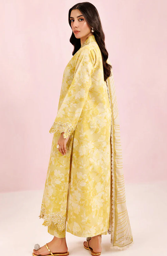 Farasha Embroidered Lawn Unstitched 3 Piece Suit - Honey Ember - FR26PE - Yellow - Summer Collection