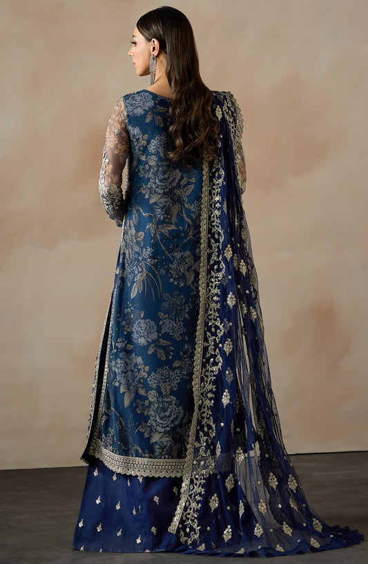 Fasana by Zarif Embroidered Net Unstitched 3 Piece Suit - PE-04 VIRSA - ZRF26FS - Blue - Formals Collection