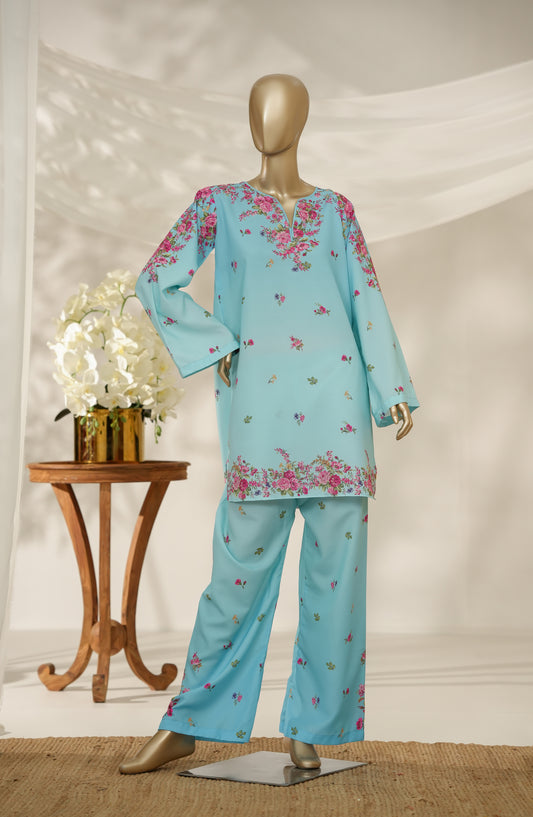 Fayon Prints by Amna Khadija Printed Poly Swiss Stitched Co ords Suit - FP-01 - AM25FYOP - Light Blue - Casual Collection