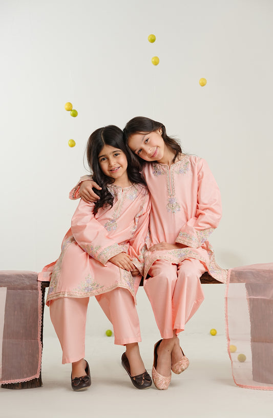 Feyre by Amna Khadija Embroidered Cotton Stitched 3 Piece Suit - FCE-04 - AM26FCE - Pink - Girls Summer Collection