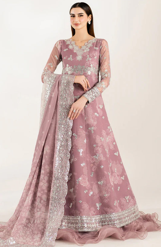 Fiorella Formals by Farasha Embroidered Chiffon Unstitched 3 Piece Suit - Rosy Spark - FSH25FR - Pink - Festive Collection