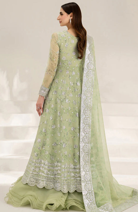Fiorella Formals by Farasha Embroidered Chiffon Unstitched 3 Piece Suit - Sage Sparkle - FSH25FR - Green - Festive Collection