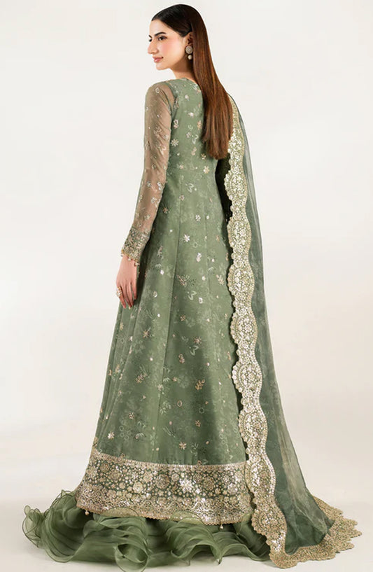 Fiorella Formals by Farasha Embroidered Chiffon Unstitched 3 Piece Suit - Olive Aura - FSH25FR - Green - Festive Collection