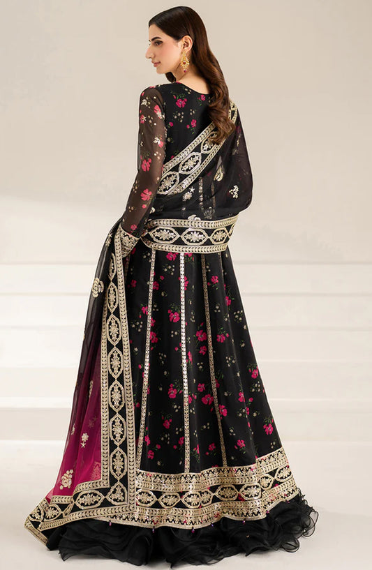 Fiorella Formals by Farasha Embroidered Chiffon Unstitched 3 Piece Suit - Fuchsia Night - FSH25FR - Black - Festive Collection